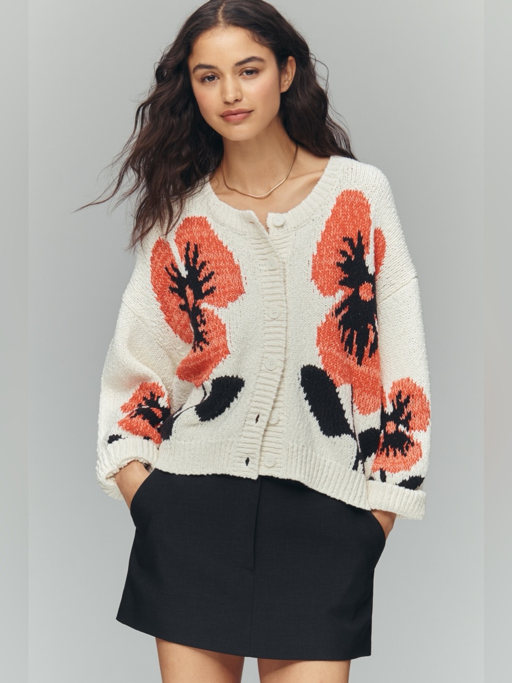 Anthropologie Maeve Elbow-Sleeve Cardigan Sweater